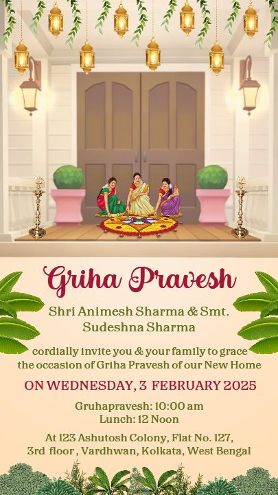 Design Griha Pravesh Invitation Card Online for Free – Celeb